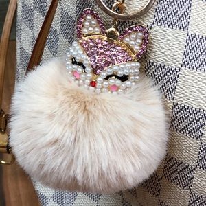 Cute Fox Faux Fur Pom Pom Keychain Charm Purse Bag